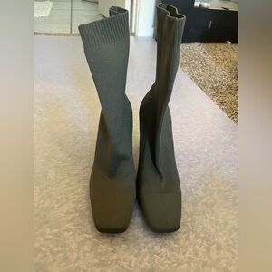 Zara Dark Gray Heeled Sock Boots